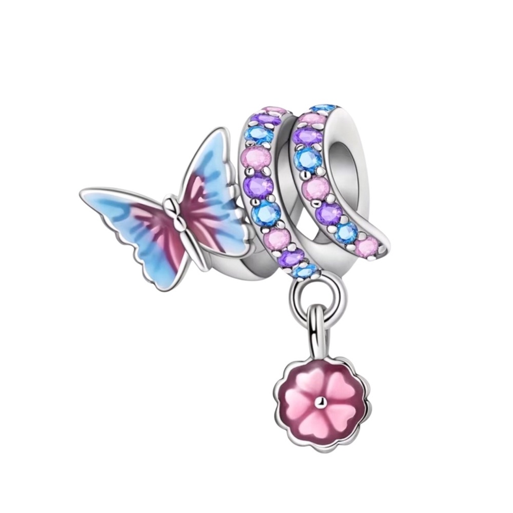 S925 Butterfly Spiral Pendant Charm for Necklace Bracelet